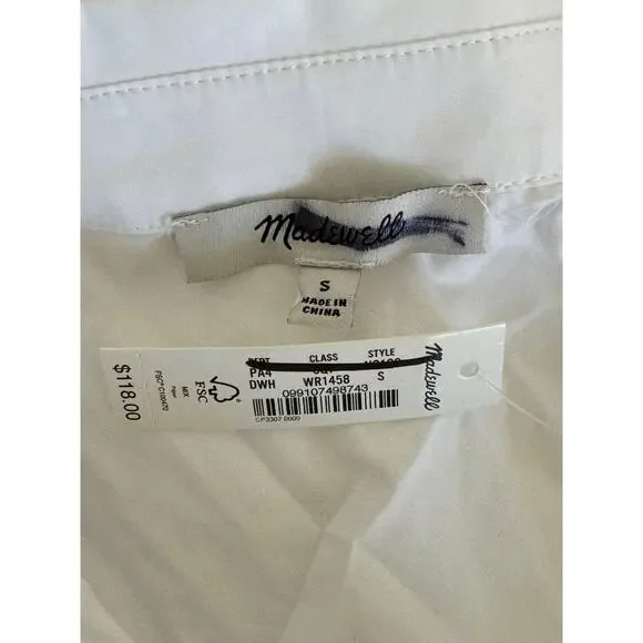 NWT Madewell Button-Front Mini Poplin Shirtdress in White Size S - Picture 7 of 15